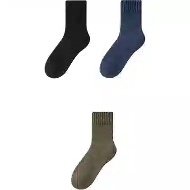 妮轻 纯色简约中筒袜 男款