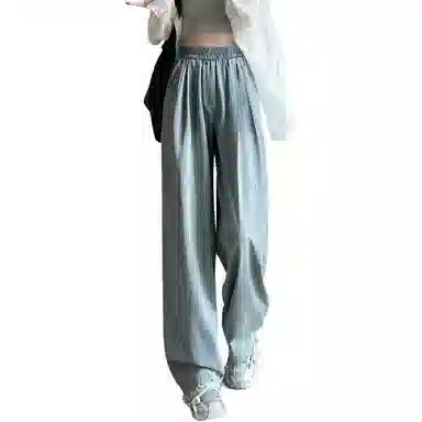 棉购 纯色高腰宽松薄款阔腿休闲裤 女款