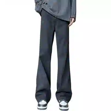 洋气先生 美式高街复古磨白水洗做旧时尚直筒中腰垂感宽松简约休闲百搭柔软亲肤平整抗皱微喇显高显瘦氛围感基础款牛仔裤 男女同款