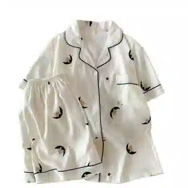 静英鸾 舒适简约宽松亲肤短袖短裤翻领家居服睡衣套装 女款