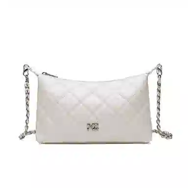 稻草人 菱格气质高颜值链条百搭精致潮流通勤实用小众设计 人造革 斜挎包 常规 女款 米白/黑色