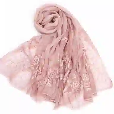 一米画纱 超仙气质加大绣花草染外出浪漫轻盈优雅纱巾 桑蚕丝 丝巾 女款