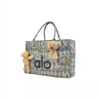 alo yoga Amber Graffiti Tote Bag Large Gray