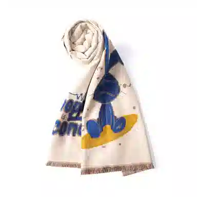 红豆 柔软卡通保暖加厚 聚酯纤维 绒线围巾 男女同款情侣款