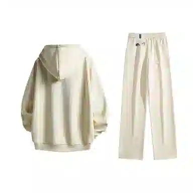 【懒人免搭配】布客行 重磅连帽纯色简约基础款春秋冬季一套开衫针织衫卫衣美式复古高街直筒中腰显高显瘦宽松百搭休闲运动套装 男女同款