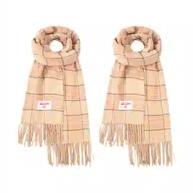 白卷 晚秋文艺气质梭织格子流苏 腈纶 绒线围巾 女款