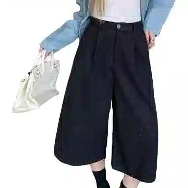 淑好百 羊毛毛呢靴裤阔腿自然腰休闲裤 女款