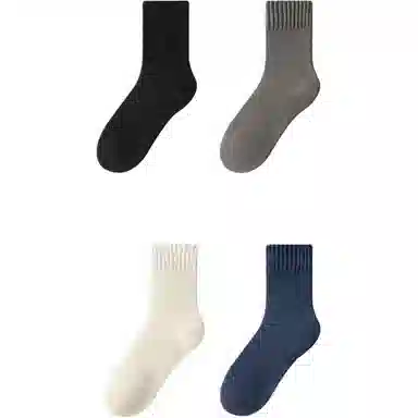 妮轻 纯色简约中筒袜 男款