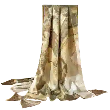 一米画纱 中式轻奢优雅古风时尚挂穗高级感喷绘奢魅系列精致女人味 桑蚕丝 丝巾 女款