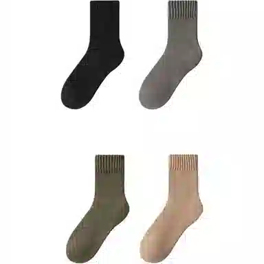 妮轻 纯色简约中筒袜 男款