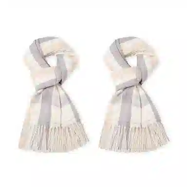 白卷 晚秋文艺气质梭织格子流苏 腈纶 绒线围巾 女款