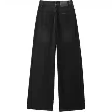 太平鸟 纯色口袋高腰直筒牛仔裤 女款