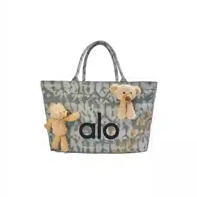 alo yoga Amber Graffiti Tote Bag Large Gray