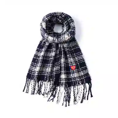 红豆 百搭时尚方块格纹防寒外搭 聚酯纤维 绒线围巾 男女同款情侣款