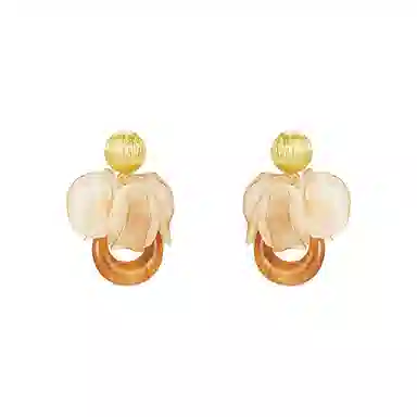 芒果饰品 复古焦糖花瓣流苏 铜合金 耳环 女款