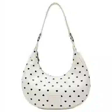 稻草人 波点爱心精致百搭轻便实用通勤 聚氨酯革 新月包单肩包 常规 女款 多色