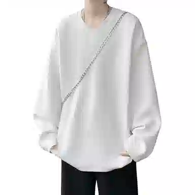 尘映 美式复古高街简约基础款早秋纯色圆领宽松休闲打底衫户外潮牌百搭青少年学院风套头插肩长袖卫衣 男女同款