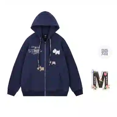 棉购 刺绣连帽加厚学生美式卡通慵懒风宽松外套卫衣 女款
