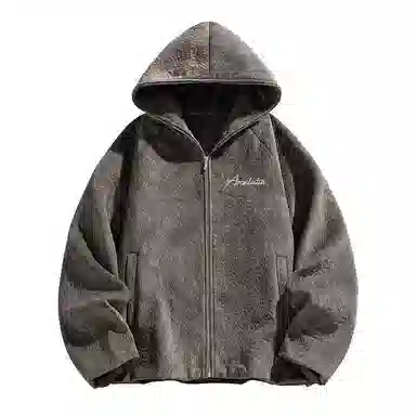 MZAO Vintage Letter Print Hoodie Jacket