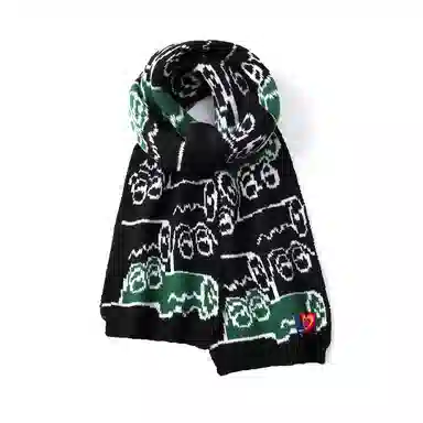 红豆 可爱大眼睛搞怪小鳄鱼保暖外搭披肩 聚酯纤维 围巾 男女同款情侣款