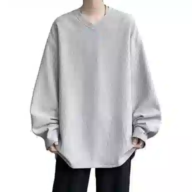 尘映 美式复古高街简约基础款早秋纯色圆领宽松休闲打底衫户外潮牌百搭青少年学院风套头插肩长袖卫衣 男女同款