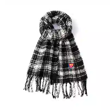 红豆 百搭时尚方块格纹防寒外搭 聚酯纤维 绒线围巾 男女同款情侣款