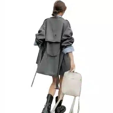 袋鼠 超火好看假两件拼接外套风衣 女款