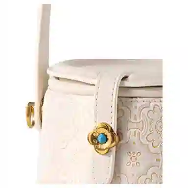 上海故事 新中式国风宋锦 刺绣图案 牛皮 水桶包单肩手提包 女款 多色