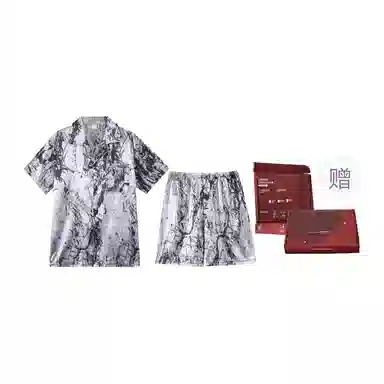 静英鸾 休闲短袖短裤翻领可外穿开衫家居服睡衣礼盒 男款