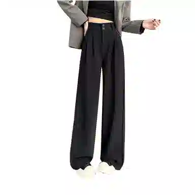 棉购 窄版西装裤秋冬季显瘦感垂感直筒阔腿裤子休闲裤 女款