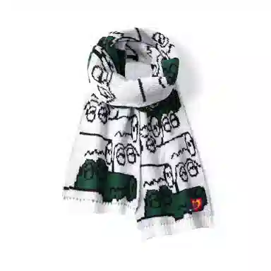 红豆 可爱大眼睛搞怪小鳄鱼保暖外搭披肩 聚酯纤维 围巾 男女同款情侣款