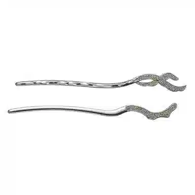 沂茹 时尚森系精致个性小众设计感简约几何银色闪钻盘发甜酷风日常通勤簪子 合金 发簪 女款