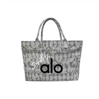 alo yoga Amber Graffiti Tote Bag Large Gray