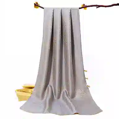 一米画纱 中式国风高级复古盘扣双面提花双层真丝长巾奢华两用 桑蚕丝 丝巾 女款