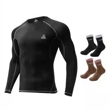 匹克 运动训练速干透气散热高弹长袖打底内衣跑步瑜伽骑行紧身健身衣 男女同款