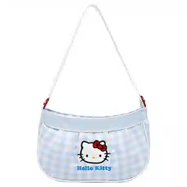 三福 可爱凯蒂猫图案 织物 单肩包 中号 女款 蓝色