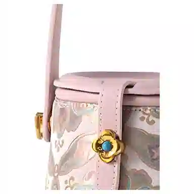 上海故事 新中式国风宋锦 刺绣图案 牛皮 水桶包单肩手提包 女款 多色