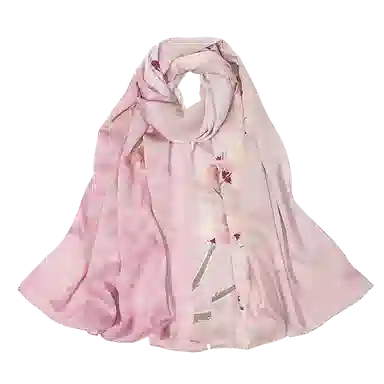 一米画纱 紫薇系列高级感立体花朵钉珠素绉缎旗袍外出中式印花 桑蚕丝 丝巾 女款