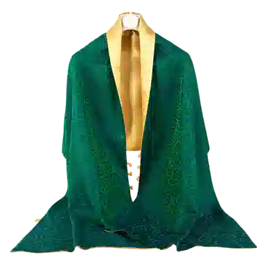 一米画纱 中式国风高级复古盘扣双面提花双层真丝长巾奢华两用 桑蚕丝 丝巾 女款