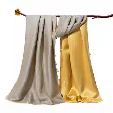 一米画纱 中式国风高级复古盘扣双面提花双层真丝长巾奢华两用 桑蚕丝 丝巾 女款