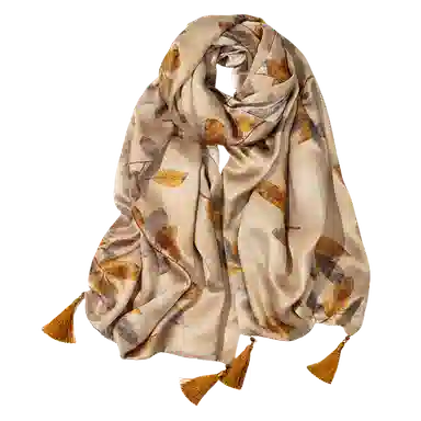 一米画纱 中式轻奢优雅古风时尚挂穗高级感喷绘奢魅系列精致女人味 桑蚕丝 丝巾 女款