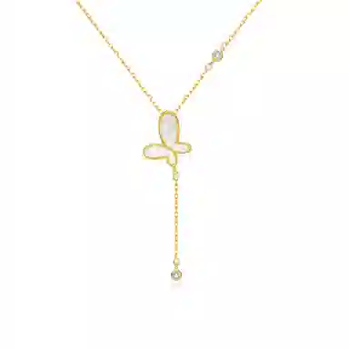 【S925纯银 蝴蝶招财玄学】 七七银饰 森系唯美清新流苏锁骨链 温柔氛围感 精致甜美优雅仙气 高颜值翩跹 好运 玉髓 项链 女款