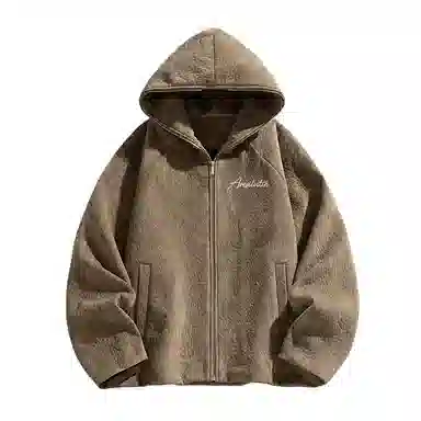 MZAO Vintage Letter Print Hoodie Jacket