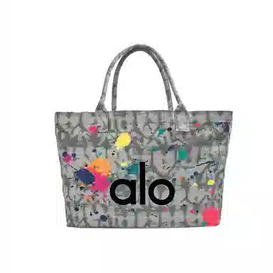 alo yoga Amber Graffiti Tote Bag Large Gray