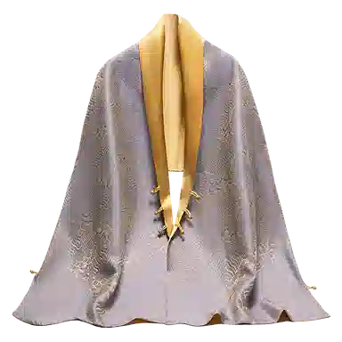 一米画纱 中式国风高级复古盘扣双面提花双层真丝长巾奢华两用 桑蚕丝 丝巾 女款