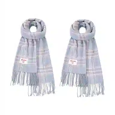 白卷 晚秋文艺气质梭织格子流苏 腈纶 绒线围巾 女款