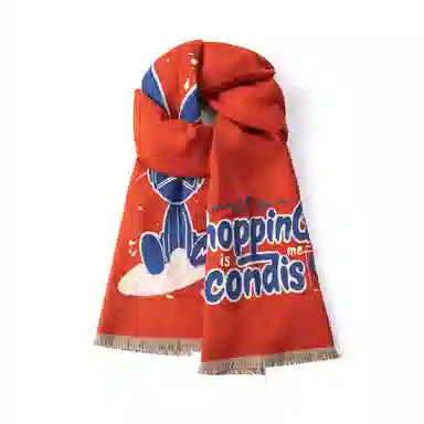 红豆 柔软卡通保暖加厚 聚酯纤维 绒线围巾 男女同款情侣款