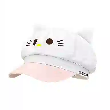 祎步康 可爱卡通小猫耳朵户外甜美大头围显脸小简约 棉 贝雷帽 女款