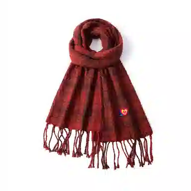 红豆 百搭时尚方块格纹防寒外搭 聚酯纤维 绒线围巾 男女同款情侣款