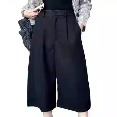 淑好百 羊毛毛呢靴裤阔腿自然腰休闲裤 女款